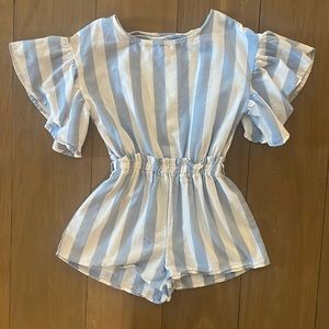 Habitual Blue and White Striped Romper- size 12